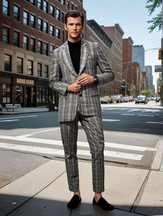 Completo blazer e pantaloni a quadri classici da uomo
