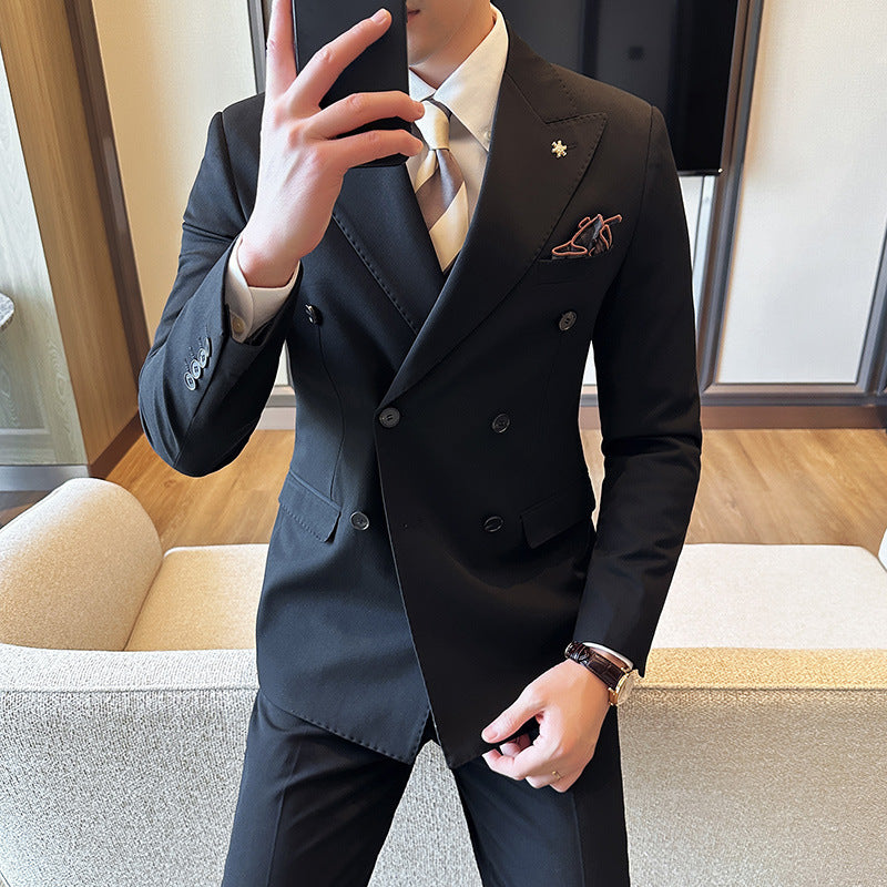 Abito casual a due pezzi slim fit doppiopetto per eventi e lavoro