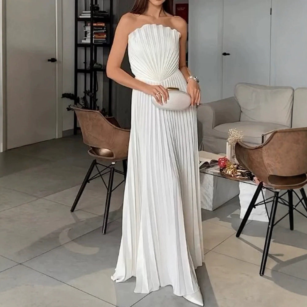 🤍 Abito Lungo Bianco con Corpino Fasciato – Pure Chic Elegance