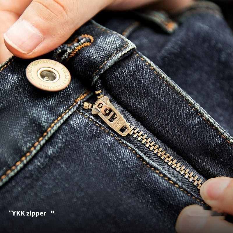 Jeans denim vintage da uomo in cotone denim