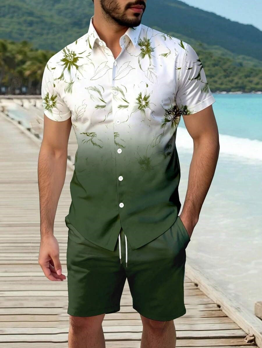 Pantaloncini casual larghi da uomo con stampa digitale 3D