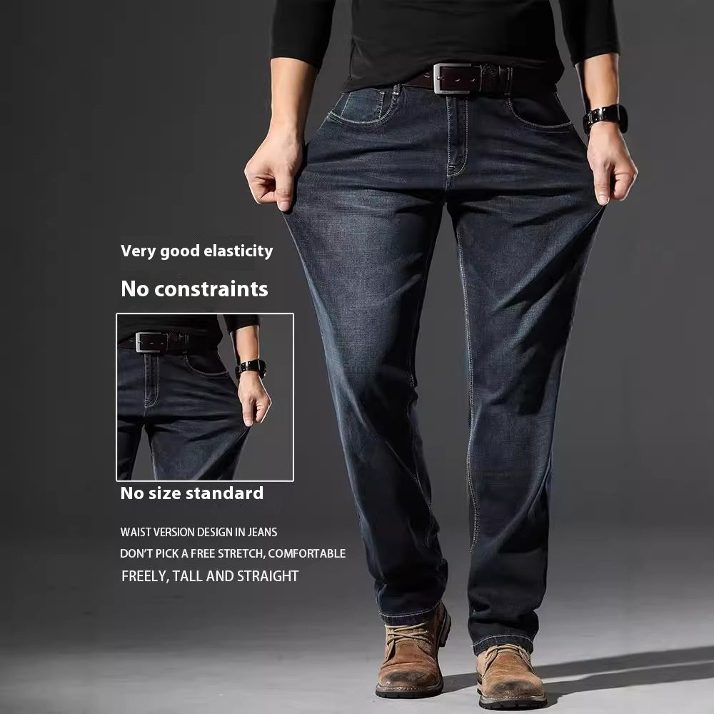 Jeans dritti e larghi da uomo, elastici e primaverili, autunnali