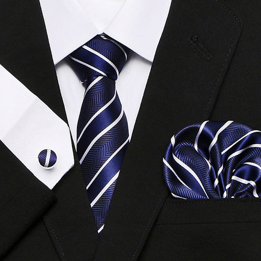 Cravatta sartoriale abbinato con gemelli e pochette da taschino (in seta)