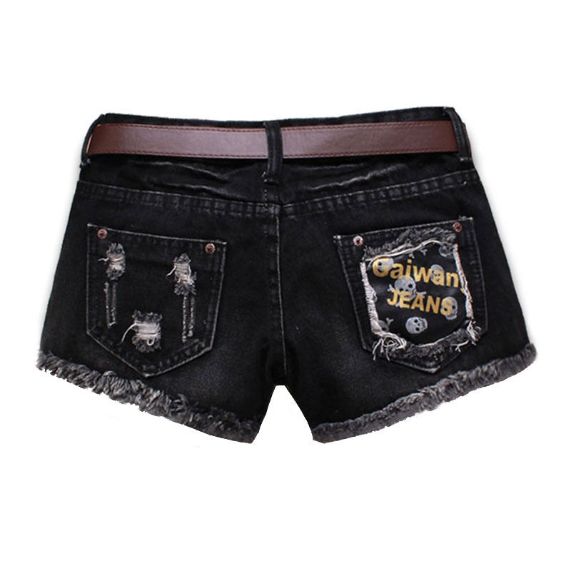 Pantaloncini corti da donna larghi, con cerniera laterale, a vita bassa, sottili e a gamba larga