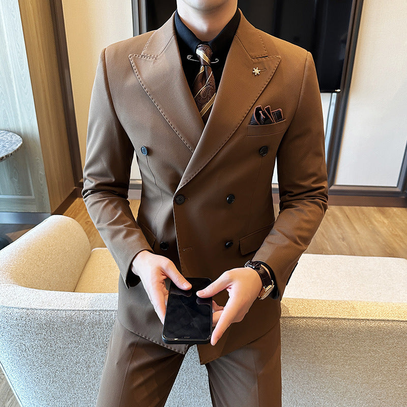 Abito casual a due pezzi slim fit doppiopetto per eventi e lavoro