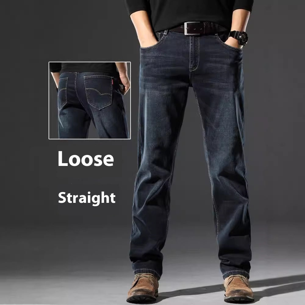 Jeans dritti e larghi da uomo, elastici e primaverili, autunnali