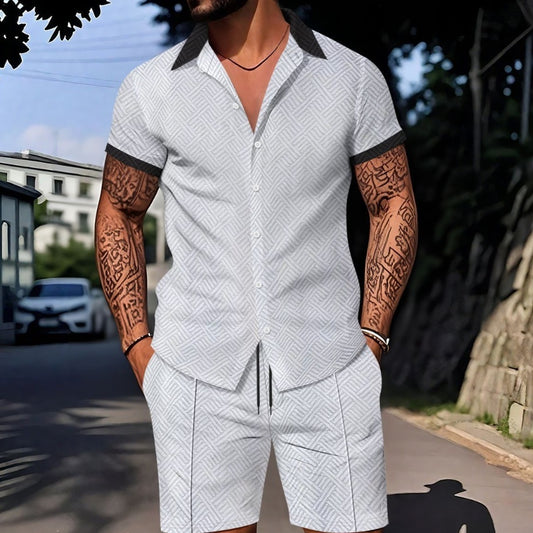 Abito casual a maniche corte da uomo con stampa digitale, stile europeo e americano.