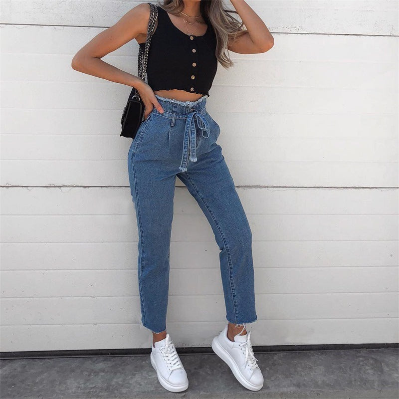 Jeans Vita Alta con Frange – Stile Vintage | Terry’s Home