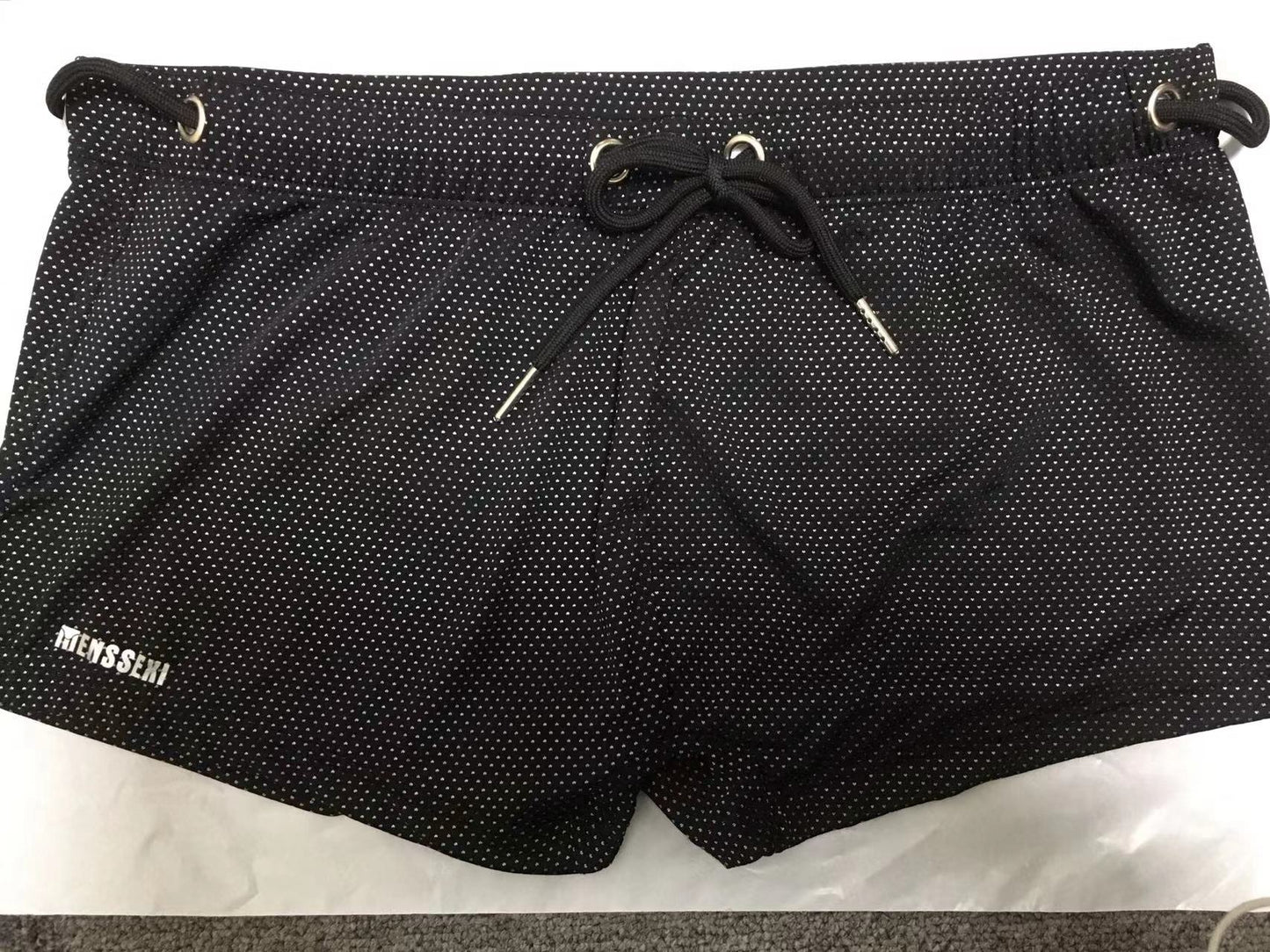 Boxer da bagno da uomo in pizzo e nylon a vita bassa, pantaloni da spiaggia Hot Spring