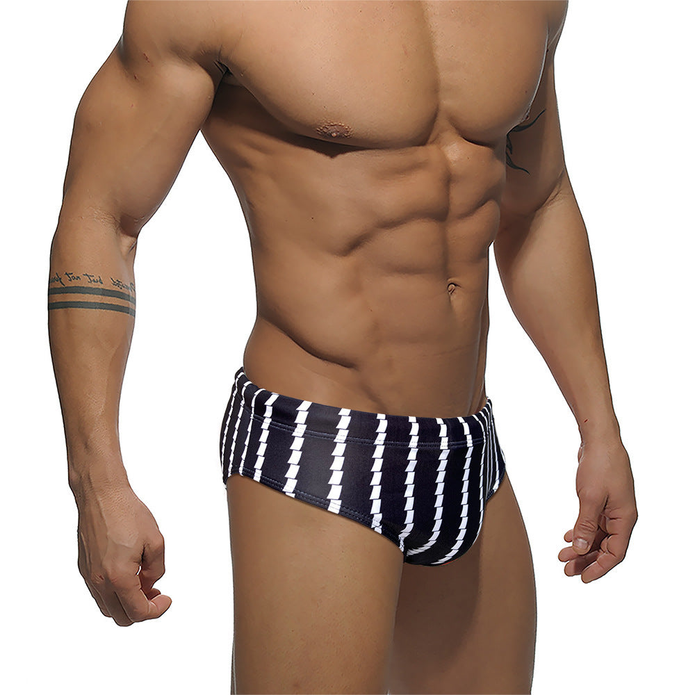 Costume da bagno da gara per allenamento in spiaggia a righe verticali aderenti a vita bassa