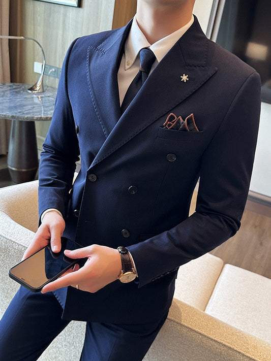 Abito casual a due pezzi slim fit doppiopetto per eventi e lavoro