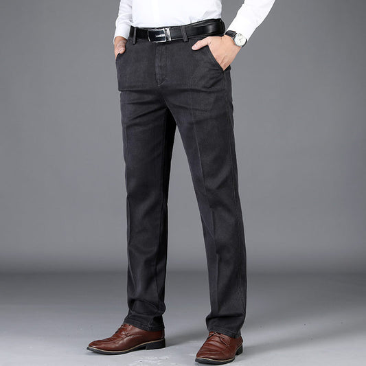 Pantaloni larghi dritti ed elastici a vita alta spessi per autunno e inverno, taglie forti