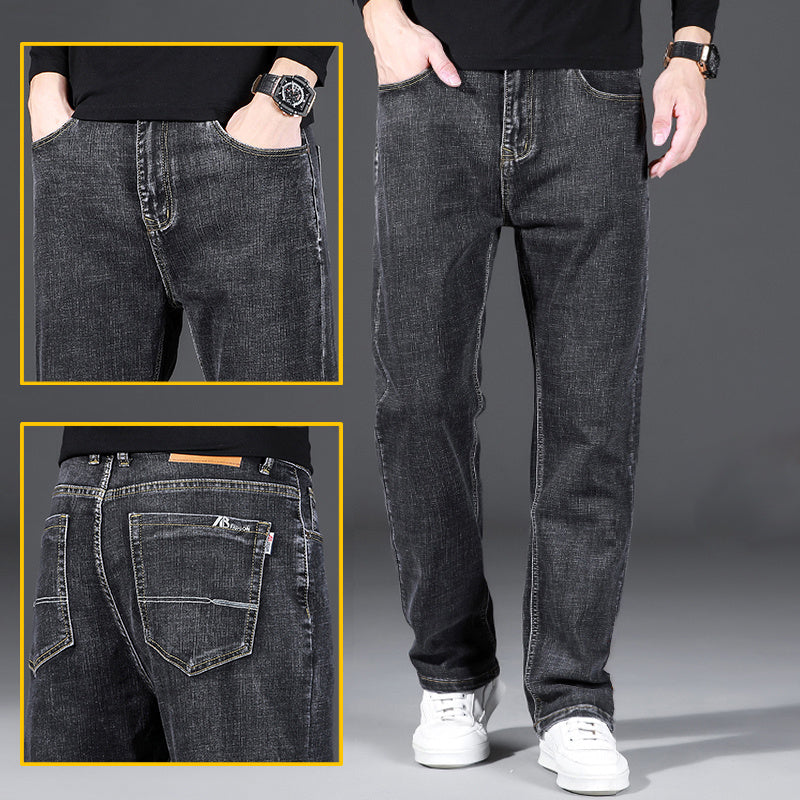 Jeans dritti e larghi da uomo, elastici e primaverili, autunnali