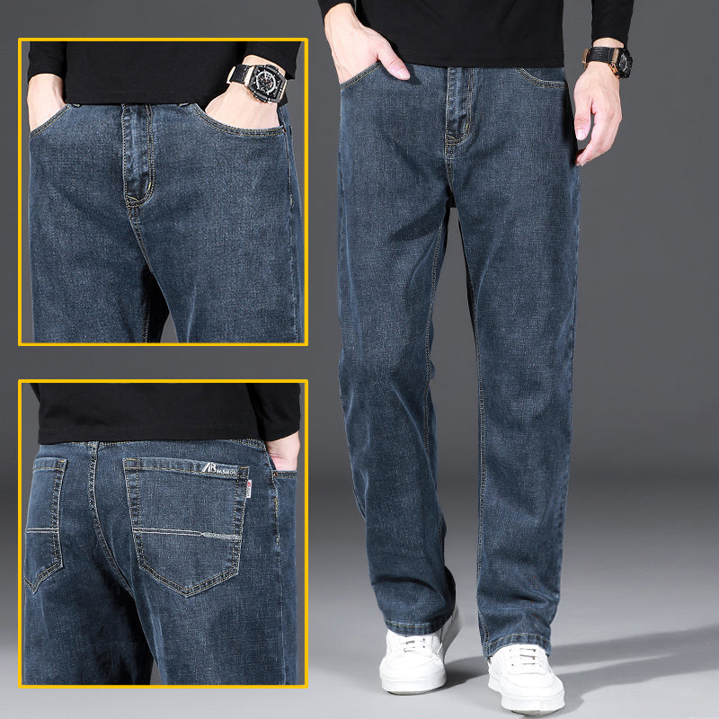 Jeans dritti e larghi da uomo, elastici e primaverili, autunnali