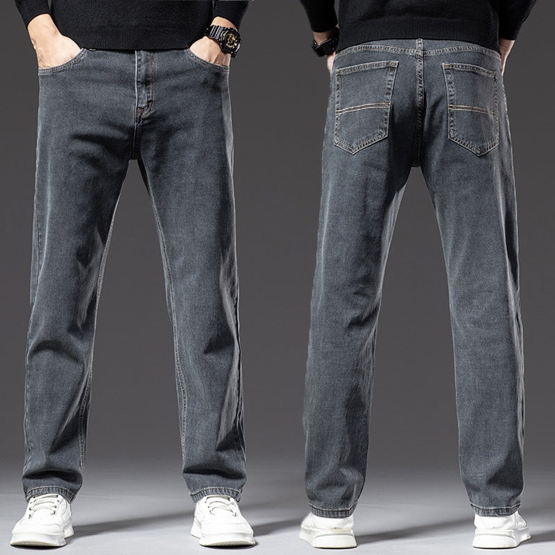 Jeans dritti e larghi da uomo, elastici e primaverili, autunnali