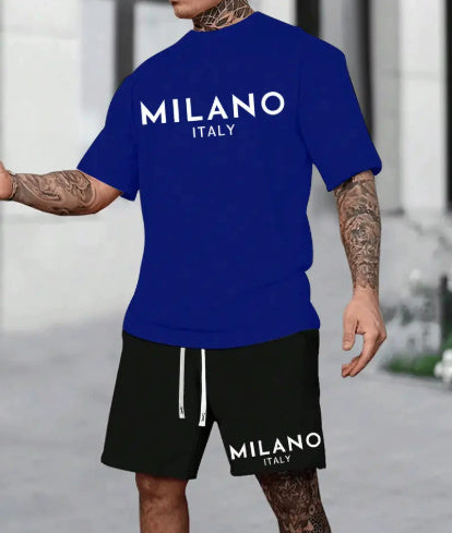 Completo moda Milano a maniche corte con scollo tondo in stile europeo e americano