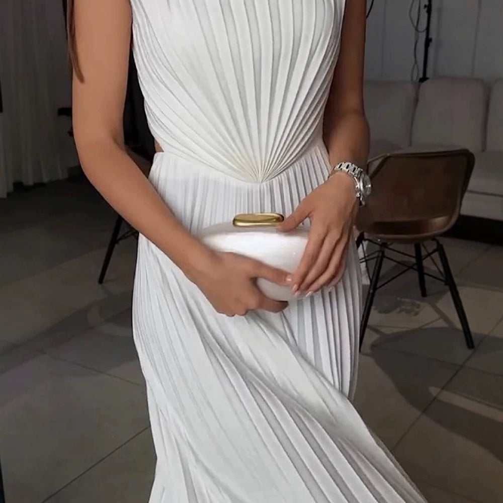 🤍 Abito Lungo Bianco con Corpino Fasciato – Pure Chic Elegance