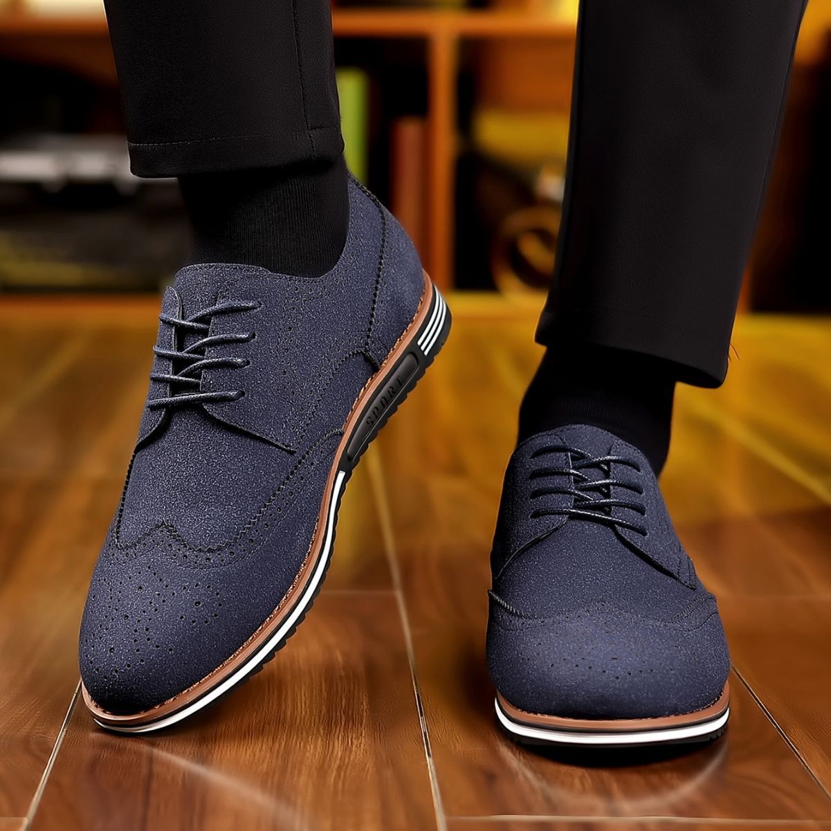Nuove scarpe casual da uomo, scarpe basse opache in pelle scamosciata