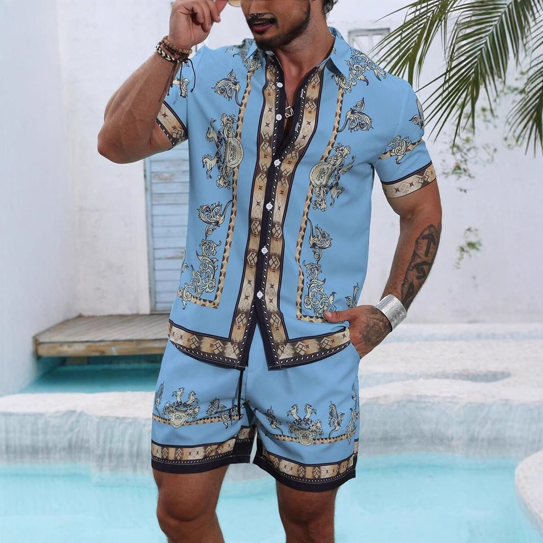 Pantaloncini casual larghi da uomo con stampa digitale 3D