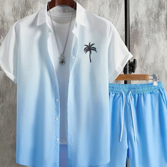 Completo da uomo estivo traspirante casual da uomo camicia e pantaloncini