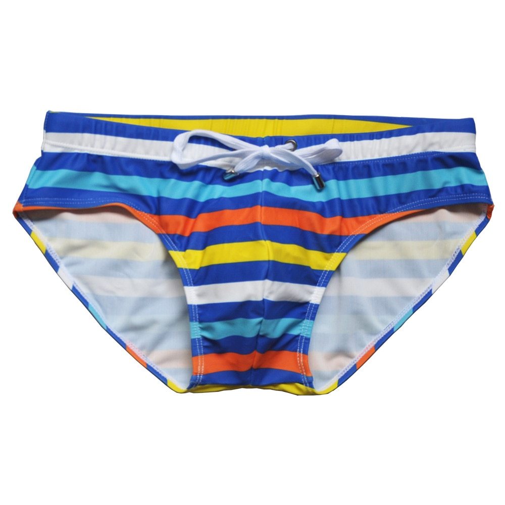 Costume da bagno a righe da uomo con corda, costume da bagno da uomo di marca, pantaloncini da spiaggia, da surf, da uomo sexy, triangolari, estate