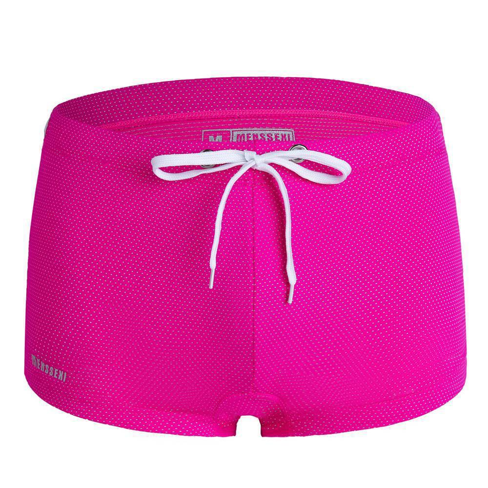 Boxer da bagno da uomo in pizzo e nylon a vita bassa, pantaloni da spiaggia Hot Spring