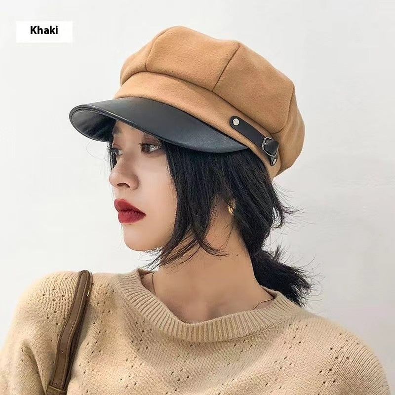 Cappello primaverile in lana con basco alla moda per donna