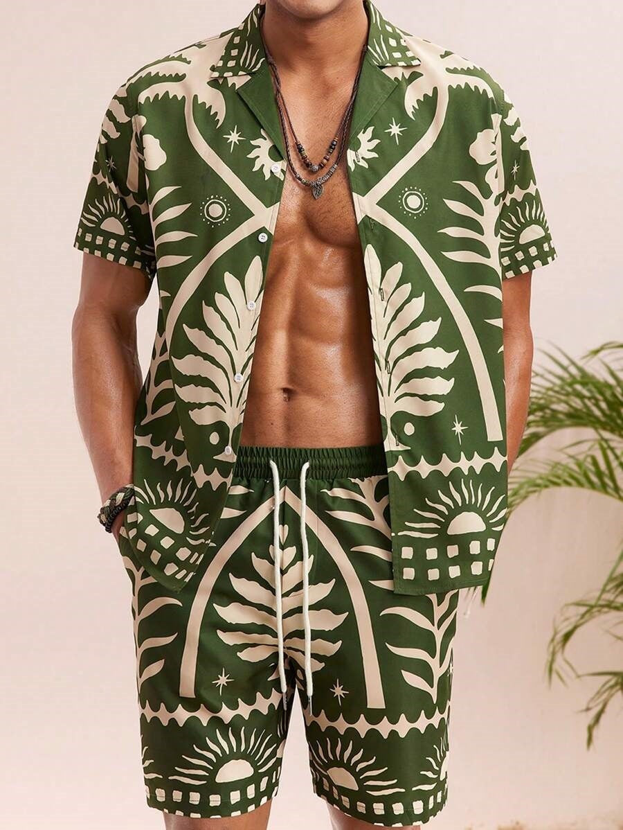 Pantaloncini casual larghi da uomo con stampa digitale 3D