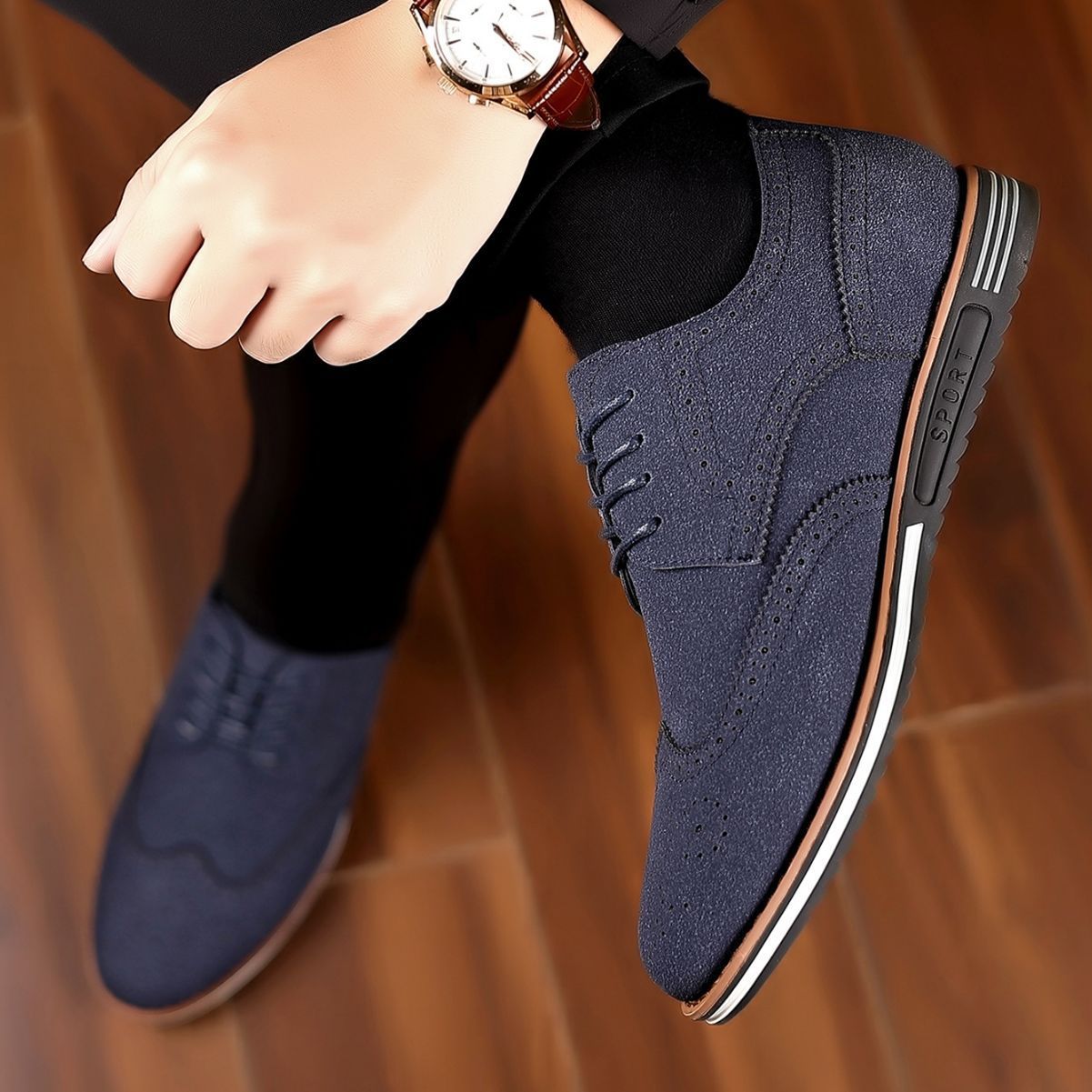 Nuove scarpe casual da uomo, scarpe basse opache in pelle scamosciata