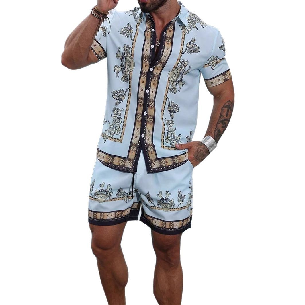 Pantaloncini casual larghi da uomo con stampa digitale 3D
