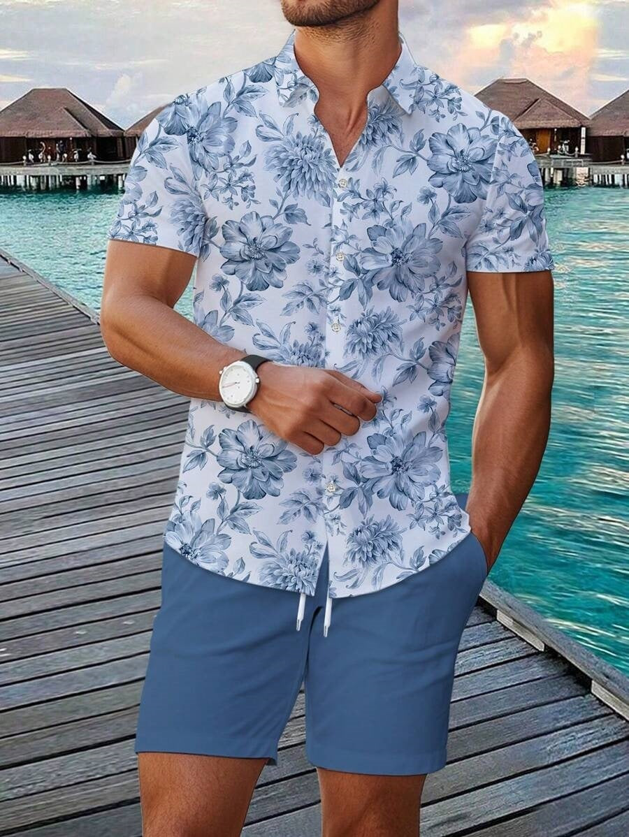 Pantaloncini casual larghi da uomo con stampa digitale 3D