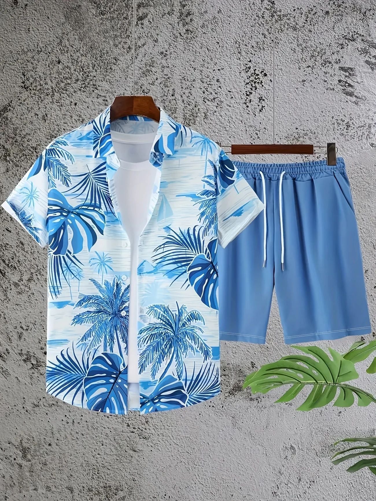 Completo da uomo estivo traspirante casual da uomo camicia e pantaloncini