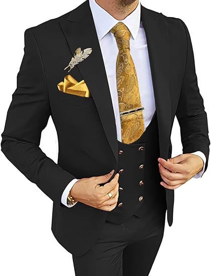Completo da uomo slim fit con gilet doppio petto e pantaloni