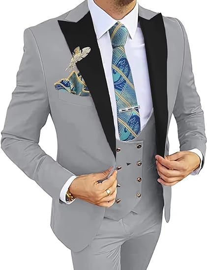 Completo da uomo slim fit con gilet doppio petto e pantaloni