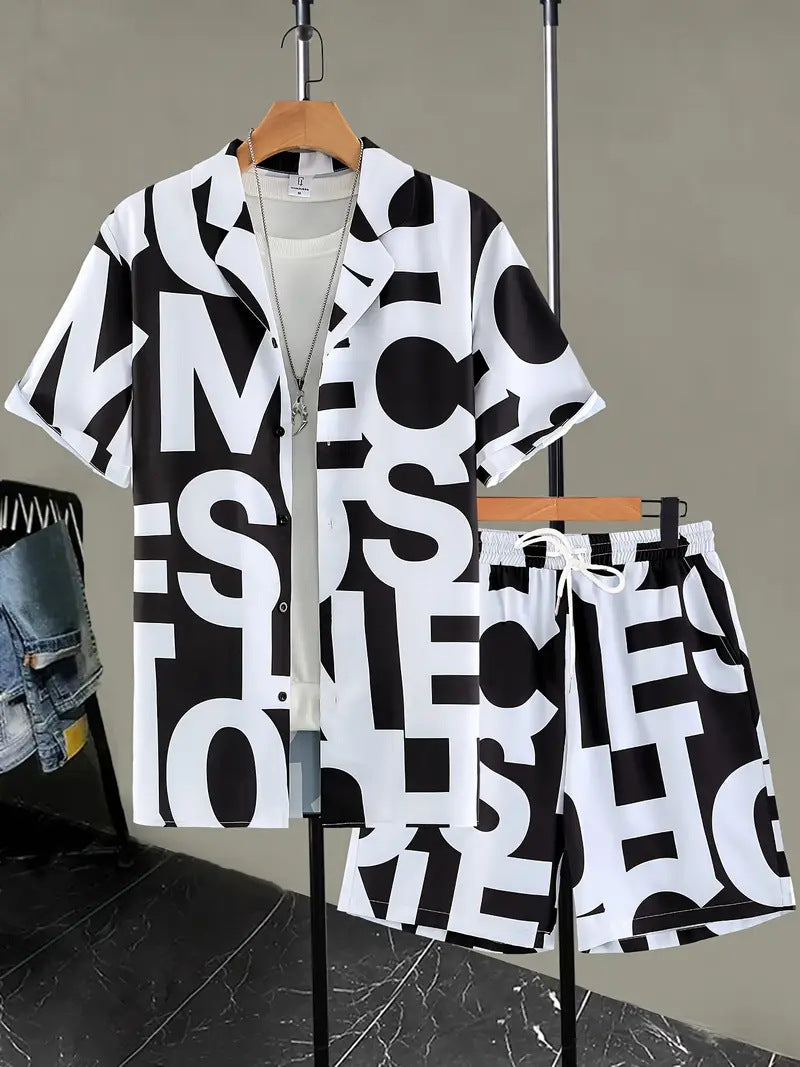 Completo da uomo estivo traspirante casual da uomo camicia e pantaloncini