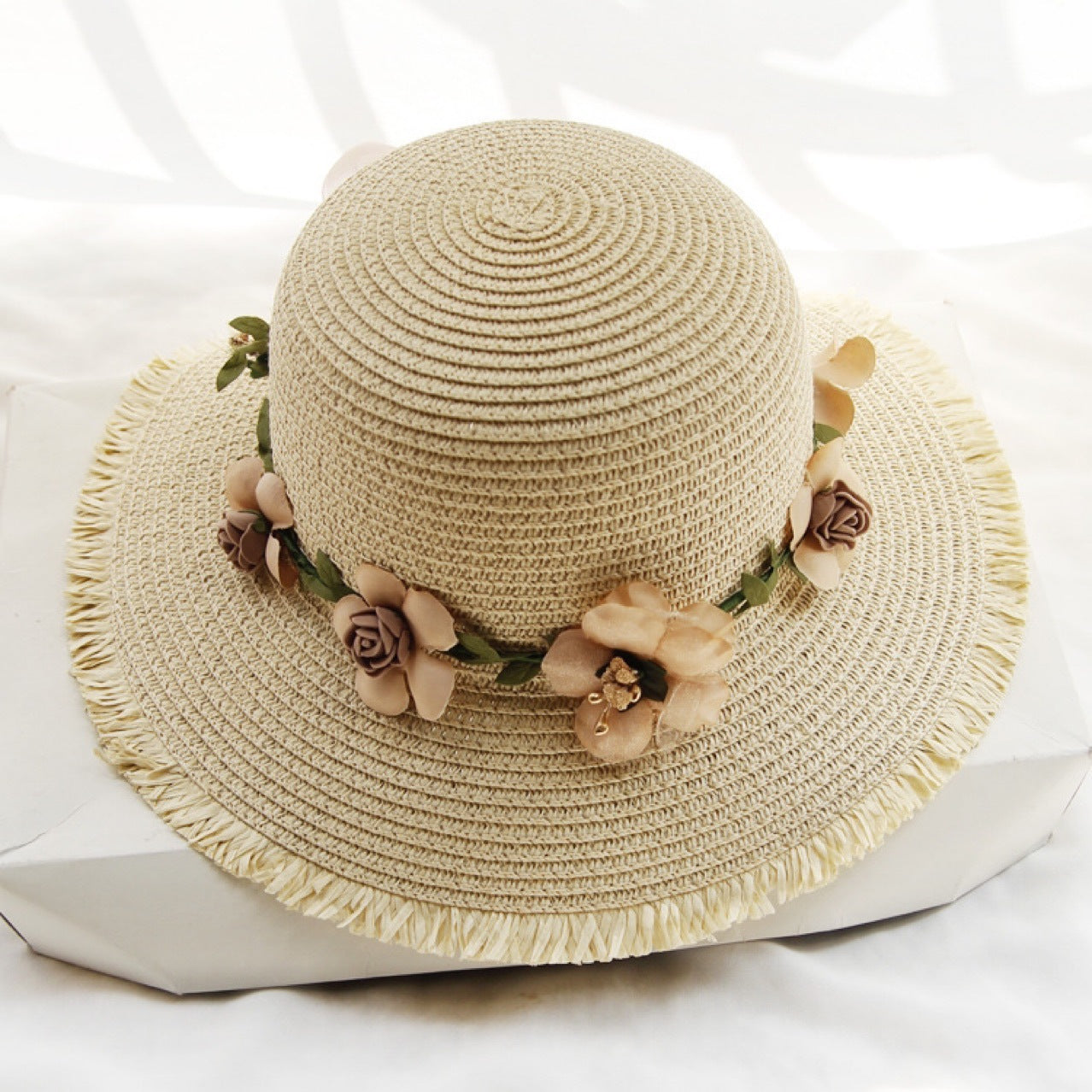 Cappello da spiaggia in paglia da donna, fresco e traspirante