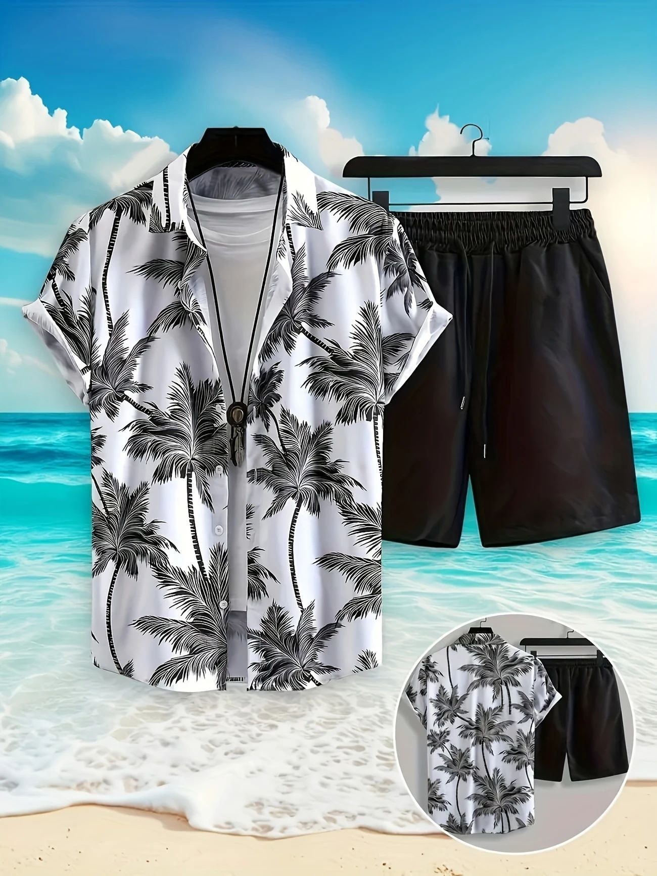 Completo da uomo estivo traspirante casual da uomo camicia e pantaloncini