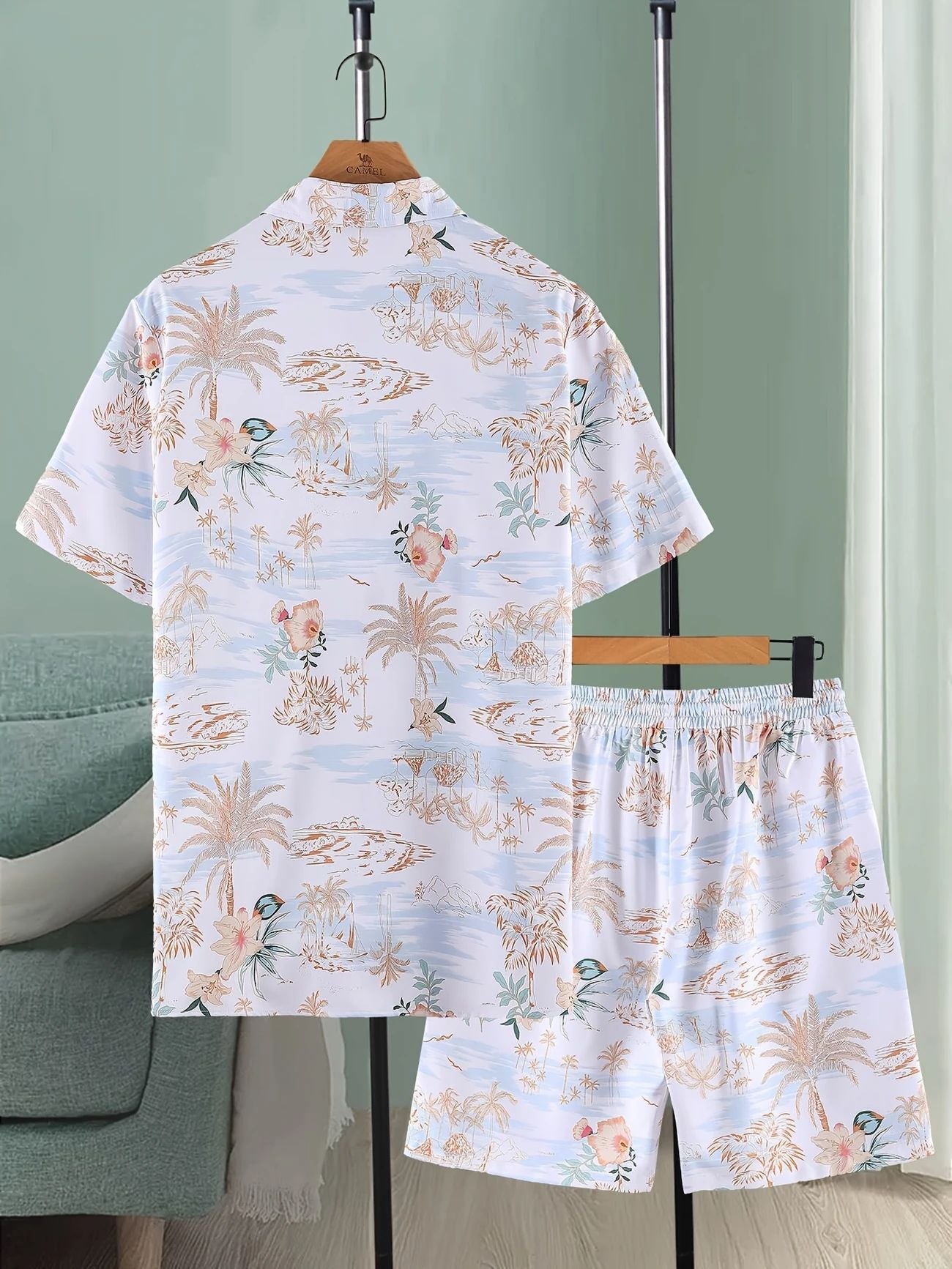 Completo da uomo estivo traspirante casual da uomo camicia e pantaloncini