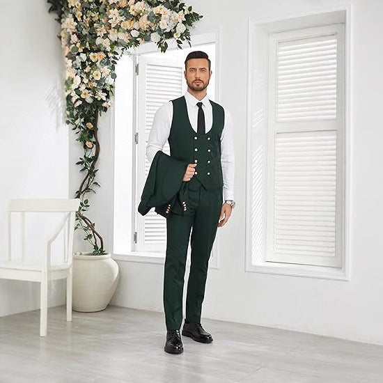 Completo da uomo slim fit con gilet doppio petto e pantaloni