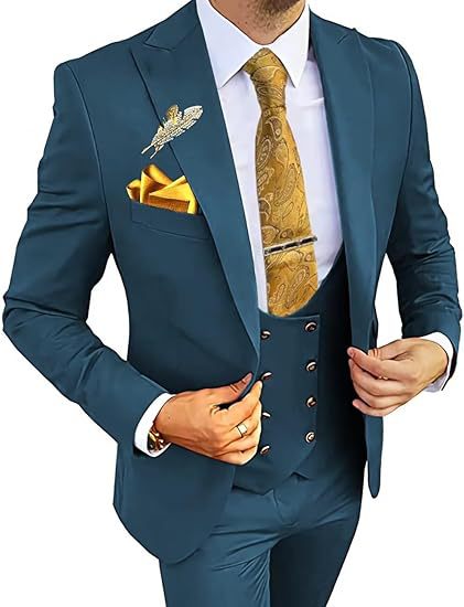 Completo da uomo slim fit con gilet doppio petto e pantaloni