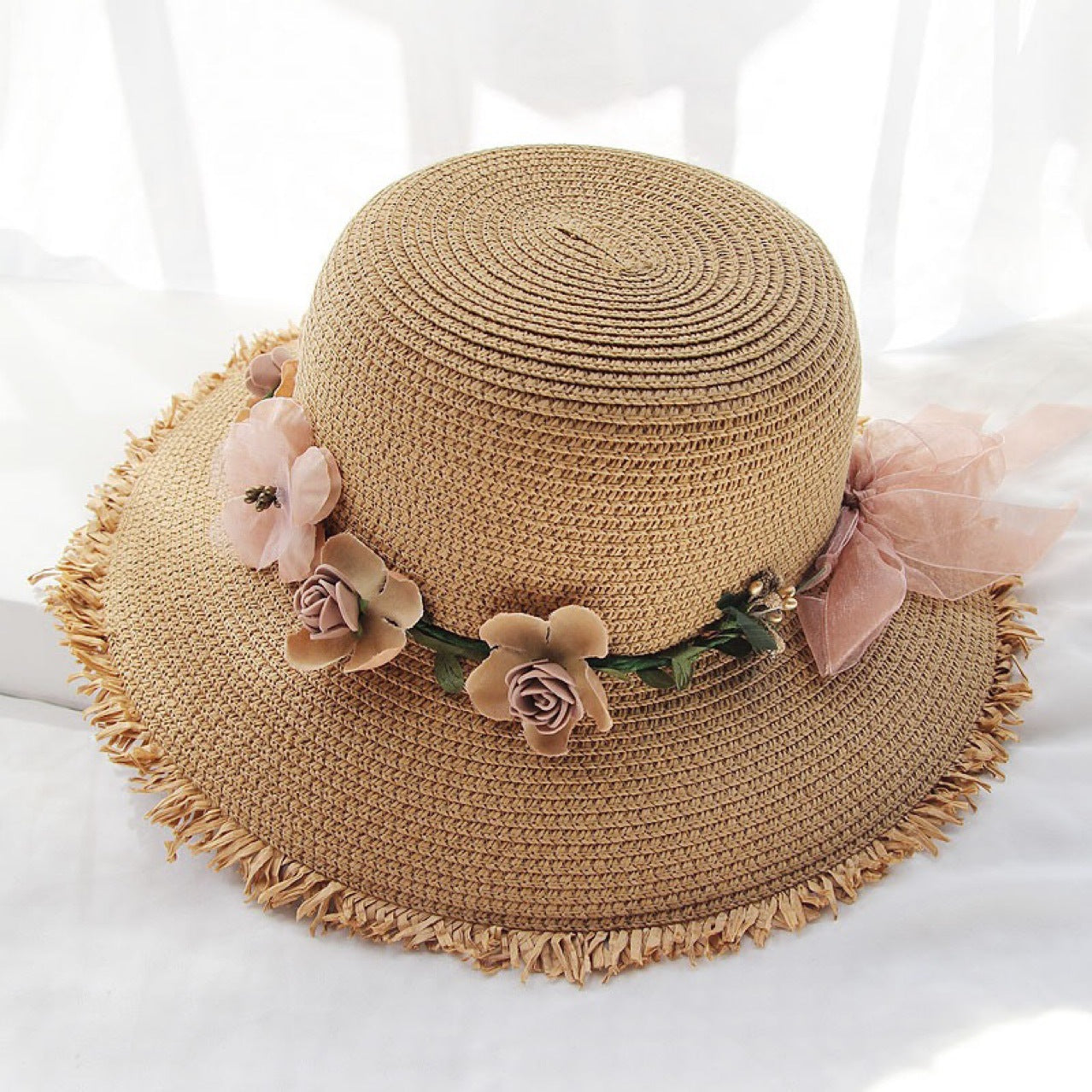 Cappello da spiaggia in paglia da donna, fresco e traspirante