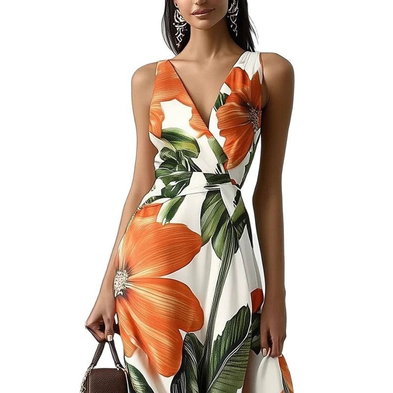 🌸 Abito Lungo Floreale a Vita Alta – Romantic Swing