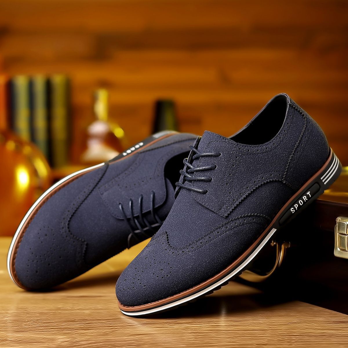 Nuove scarpe casual da uomo, scarpe basse opache in pelle scamosciata
