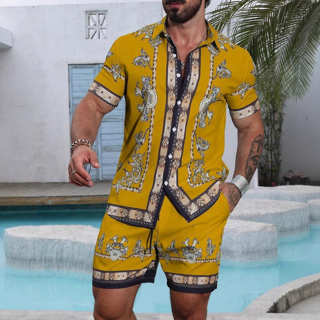 Pantaloncini casual larghi da uomo con stampa digitale 3D