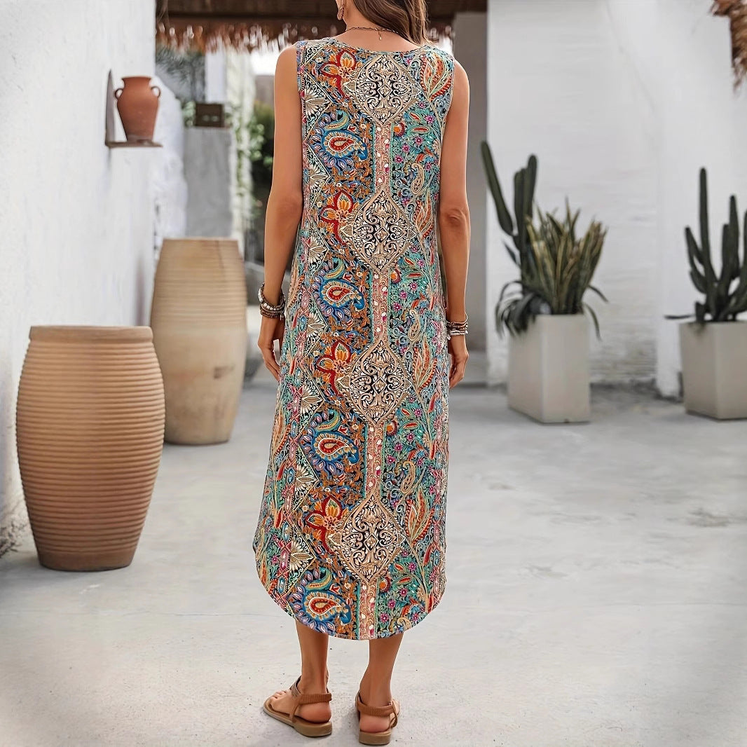 Blusa a Fiori Stile Pullover – Fantasia Floreale in Blu Lago