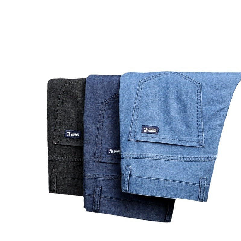 Jeans dritti sottili in lyocell di alta qualità da uomo
