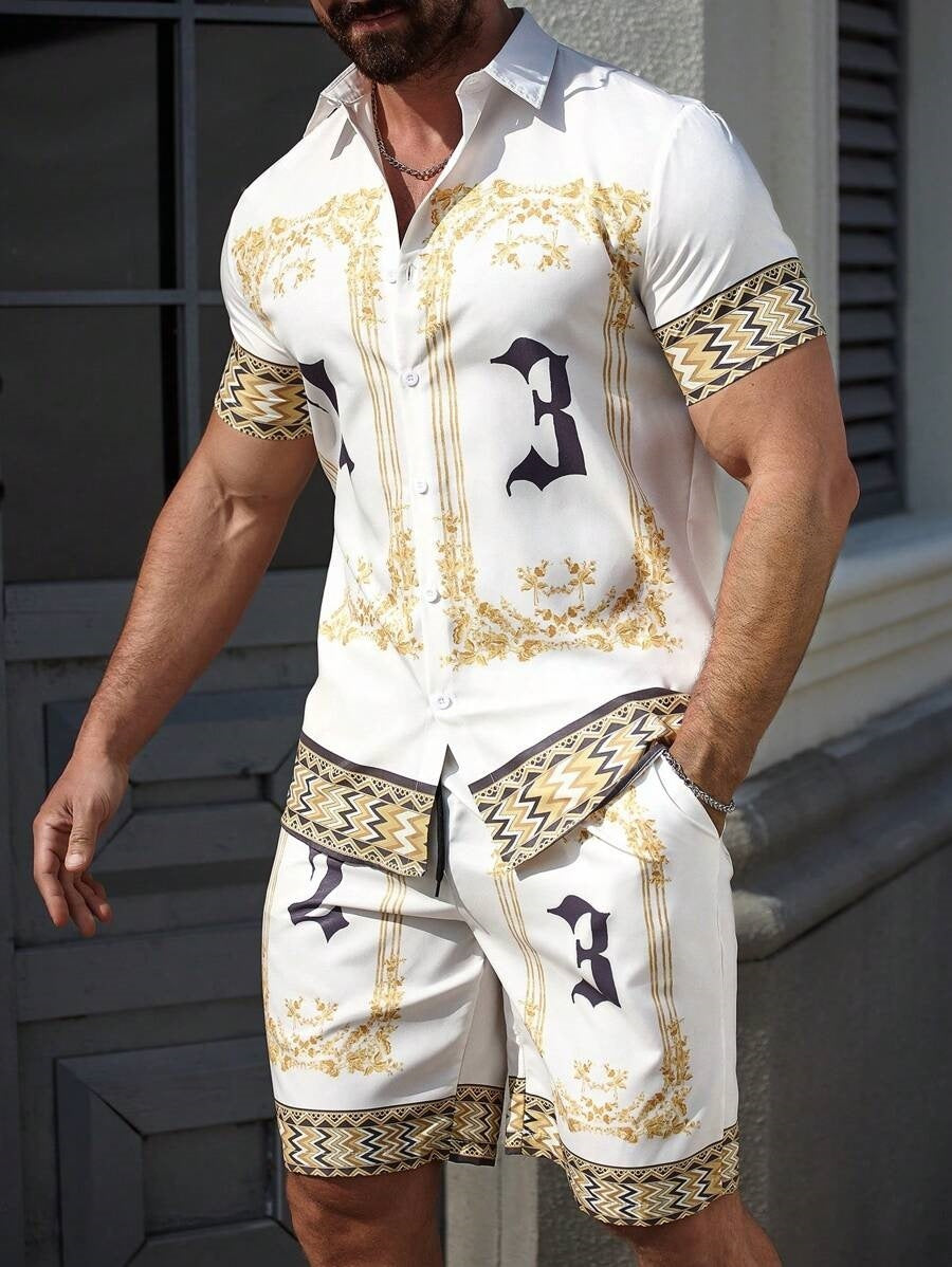 Pantaloncini casual larghi da uomo con stampa digitale 3D