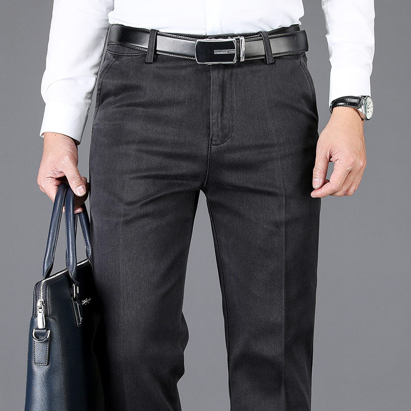 Pantaloni larghi dritti ed elastici a vita alta spessi per autunno e inverno, taglie forti