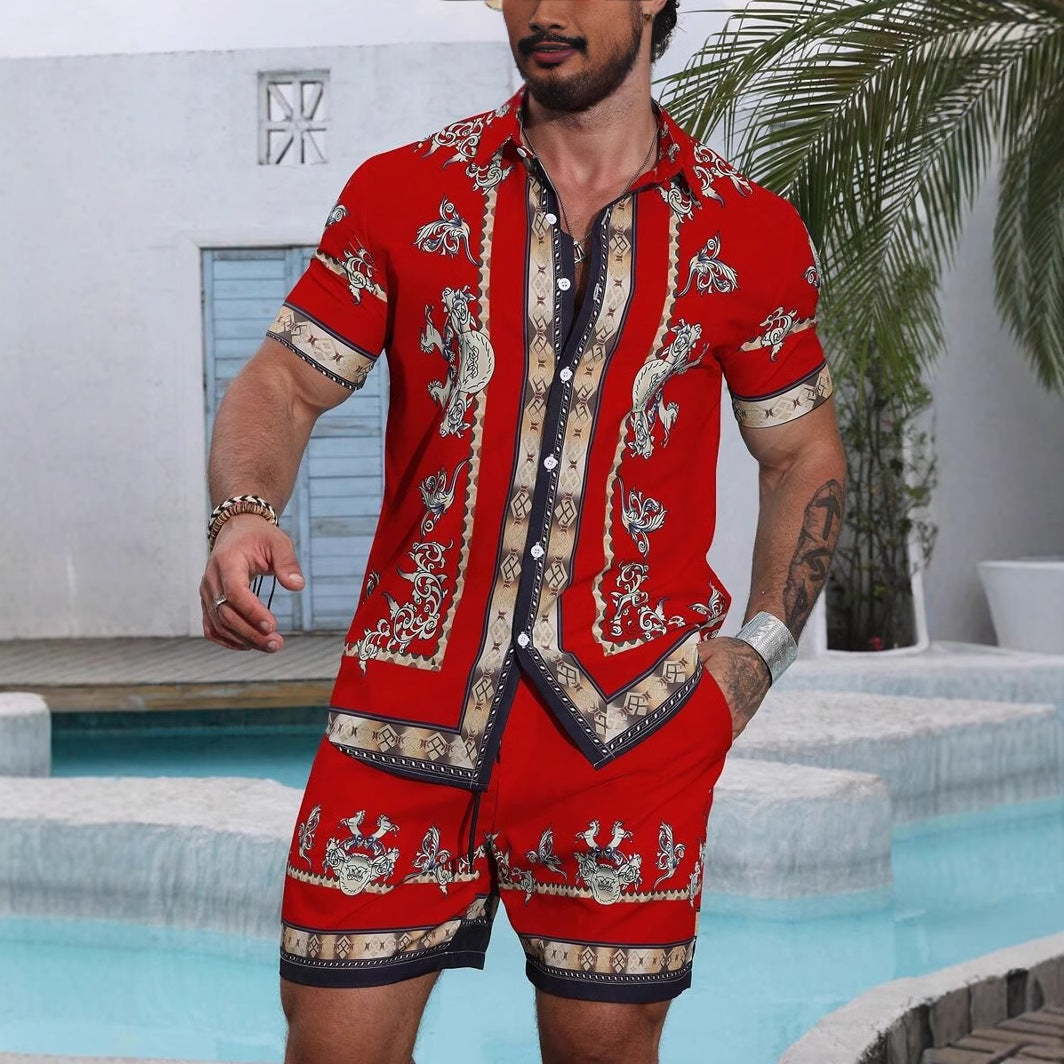 Pantaloncini casual larghi da uomo con stampa digitale 3D