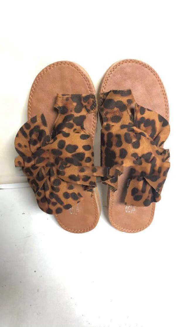 Sandali con fiocco in pelle scamosciata da donna, sandali da spiaggia e ciabatte taglie forti